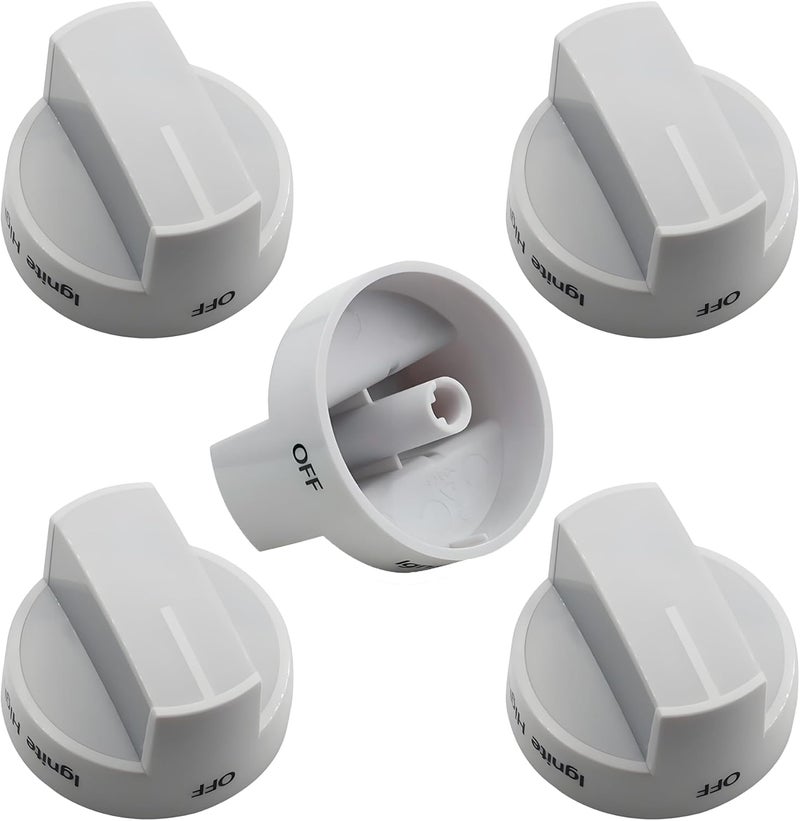 Gesleben Upgrade W10339443 Gas Stove Knobs, Cooktop Surface Burner Control Knob Compatible with Whirlpool Range Stove Oven, Replacement WPW10339443 AP6019878 PS11753189 2311009-5 Pack White - Image 1